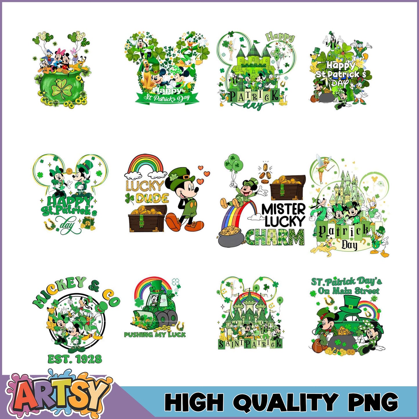 Disney St Patricks Day PNG Bundle
