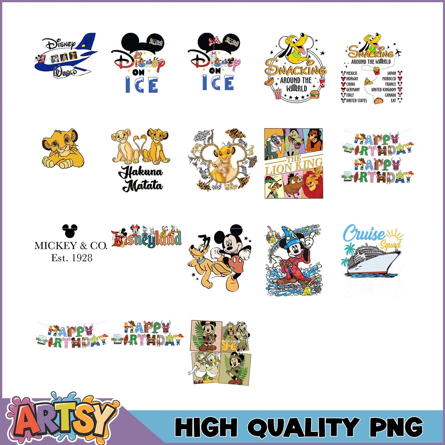 Disney Themed High Quality PNG Bundle for Creative Projects