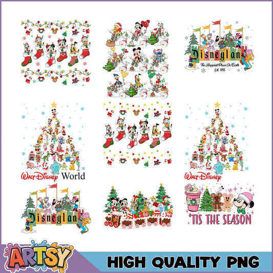 Disney Themed PNG Bundle Holiday Fun and Cheerful Art