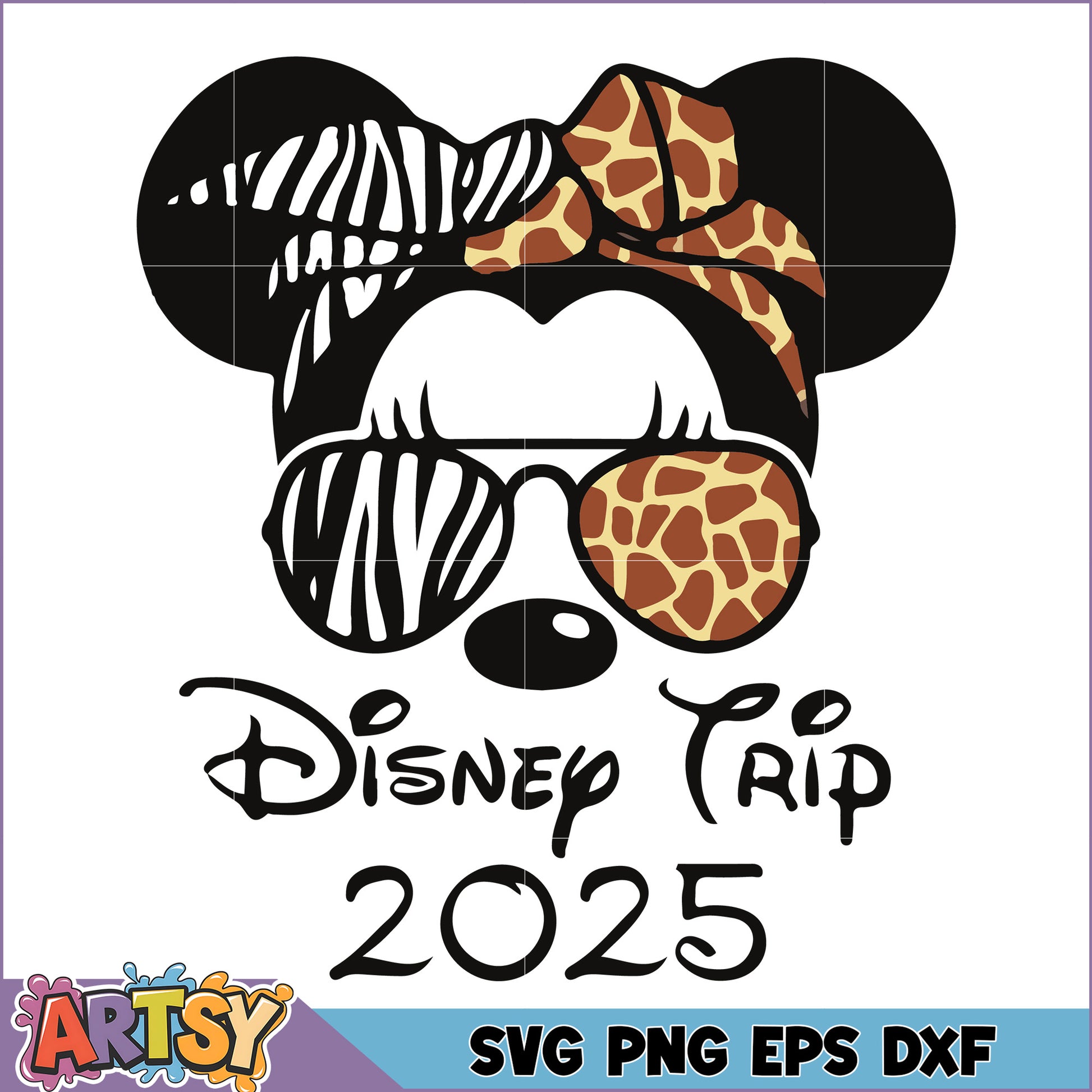 Disney Trip 2025 SVG Minnie Mouse Zebra Giraffe