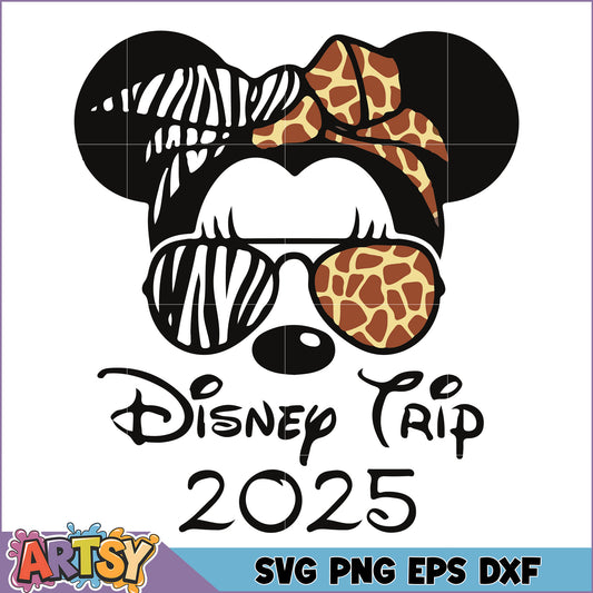 Disney Trip 2025 SVG Minnie Mouse Zebra Giraffe