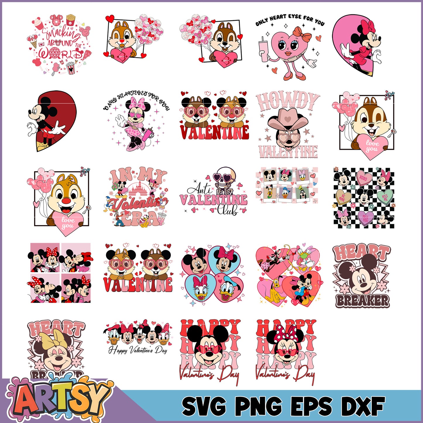 Disney Valentine SVG Bundle 20 Designs