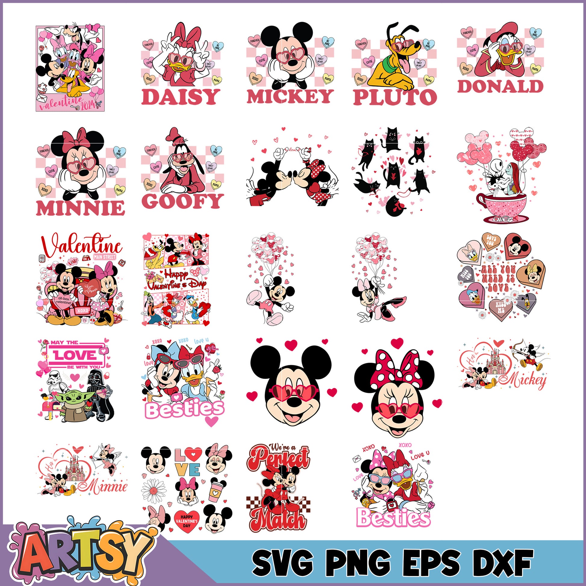 Disney Valentine SVG Bundle Mickey Minnie Designs