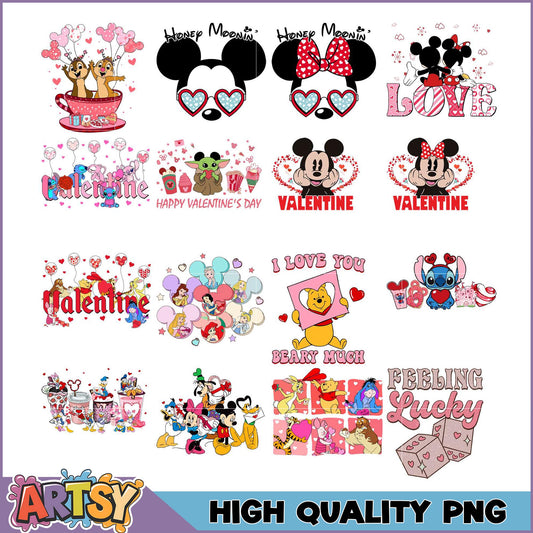 Disney Valentine's PNG Bundle High-Quality Images
