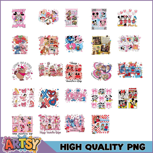 Disney Valentine's PNG Bundle High Quality Images