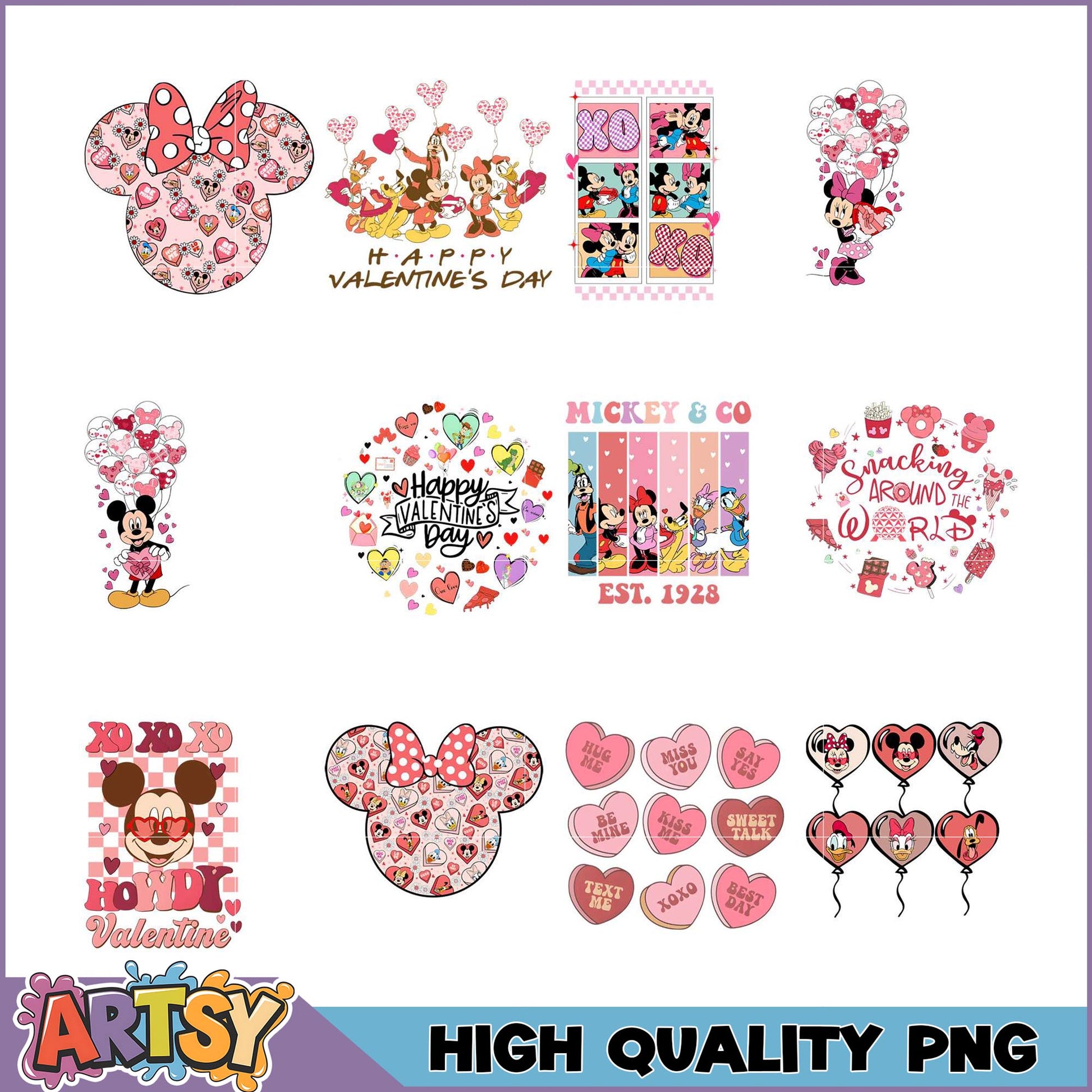 Disney Valentines PNG Bundle High Quality Designs