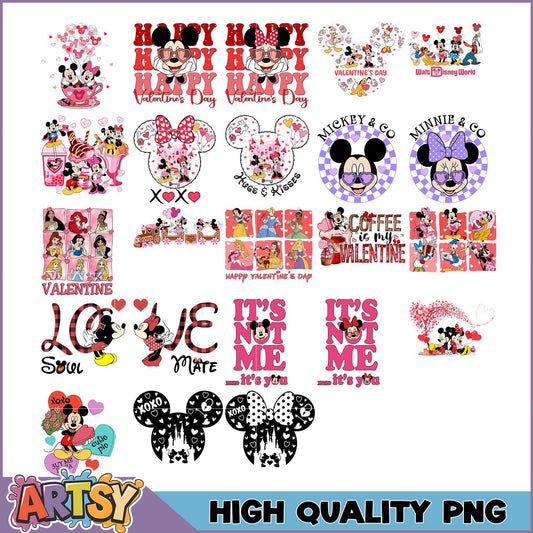 Disney Valentines PNG Bundle Mickey Minnie Graphics
