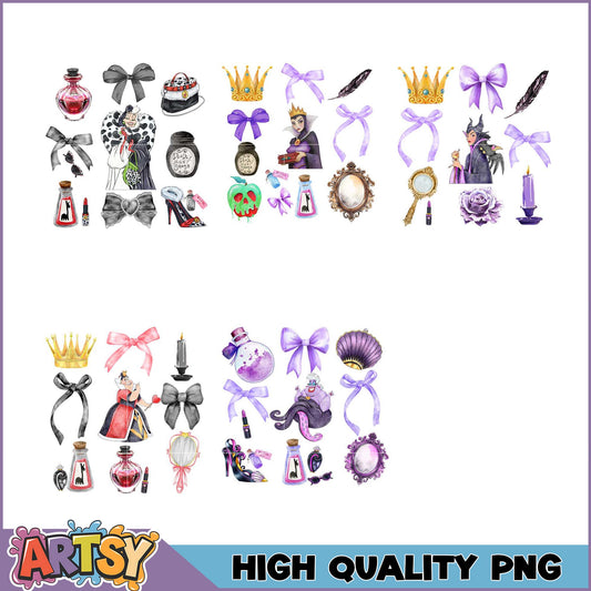 Disney Villains Watercolor PNG Bundle High Quality