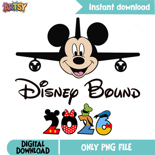 Disney Bound 2026 PNG, Mickey Mouse Airplane PNG, Disney Trip PNG