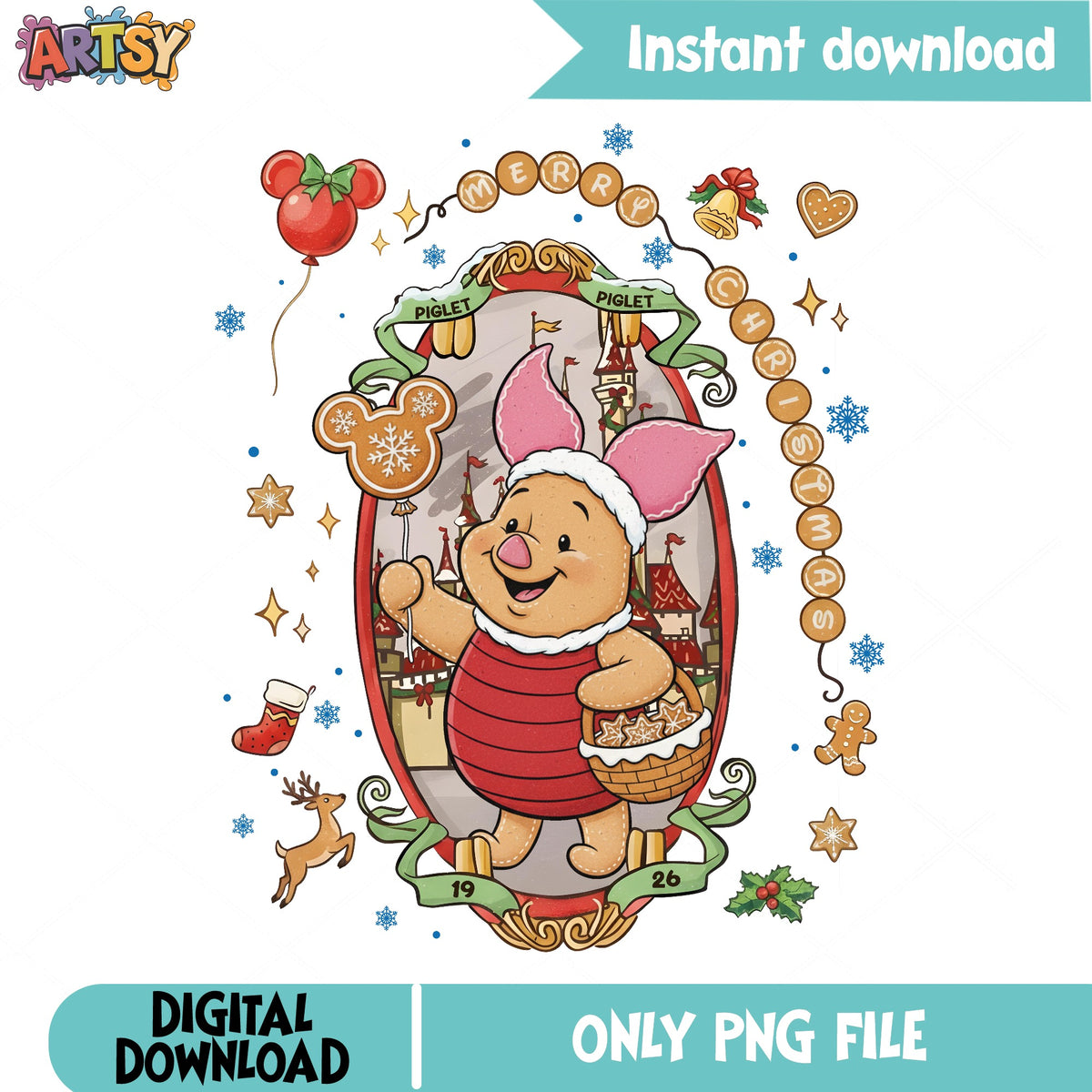 Disney Characters Coquette Bow Piglet