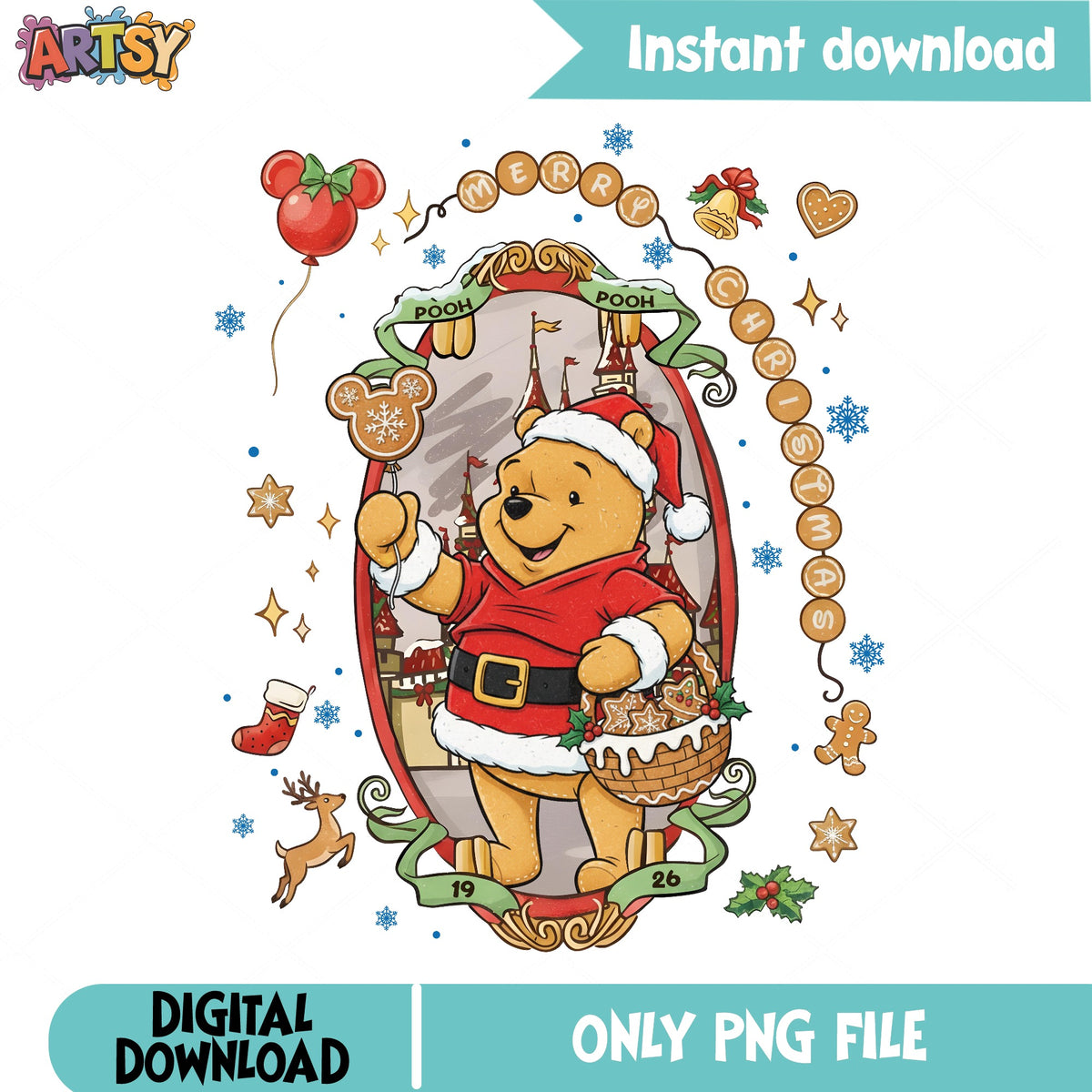 Disney Characters Coquette Bow Pooh