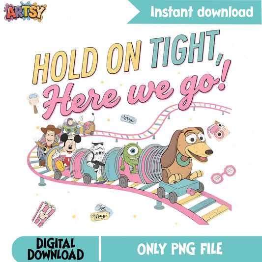 Disney Characters Roller Coaster PNG, Mickey Mouse PNG, Toy Story PNG