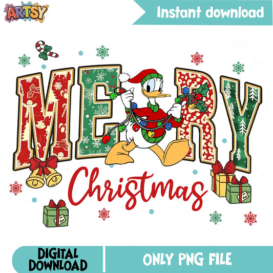 Disney Characters Very Merry Christmas Donald