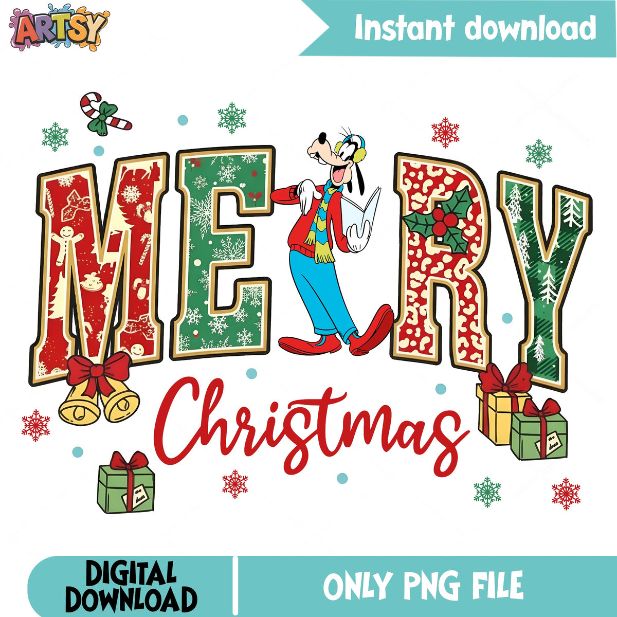 Disney Characters Very Merry Christmas Goofy