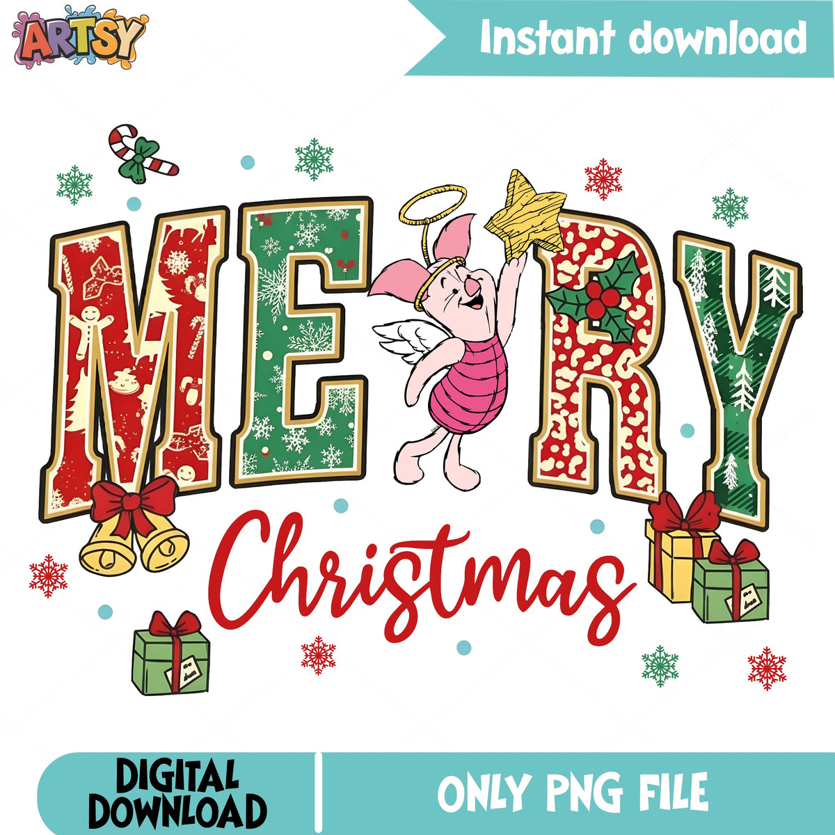 Disney Characters Very Merry Christmas Piglet