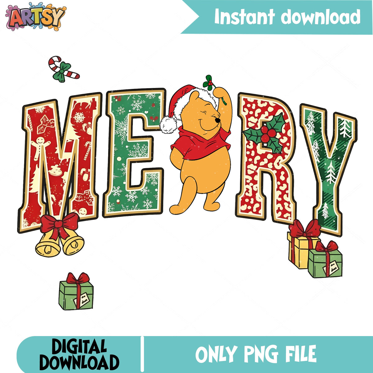 Disney Characters Very Merry Christmas Pooh aotoi