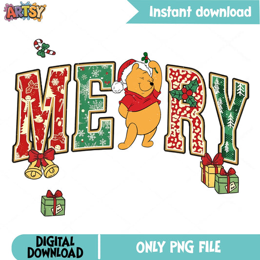 Disney Characters Very Merry Christmas Pooh aotoi