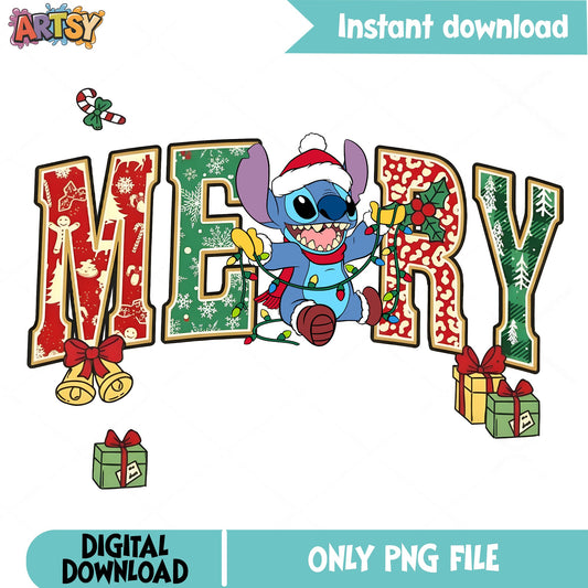 Disney Characters Very Merry Christmas Stitch aotoi