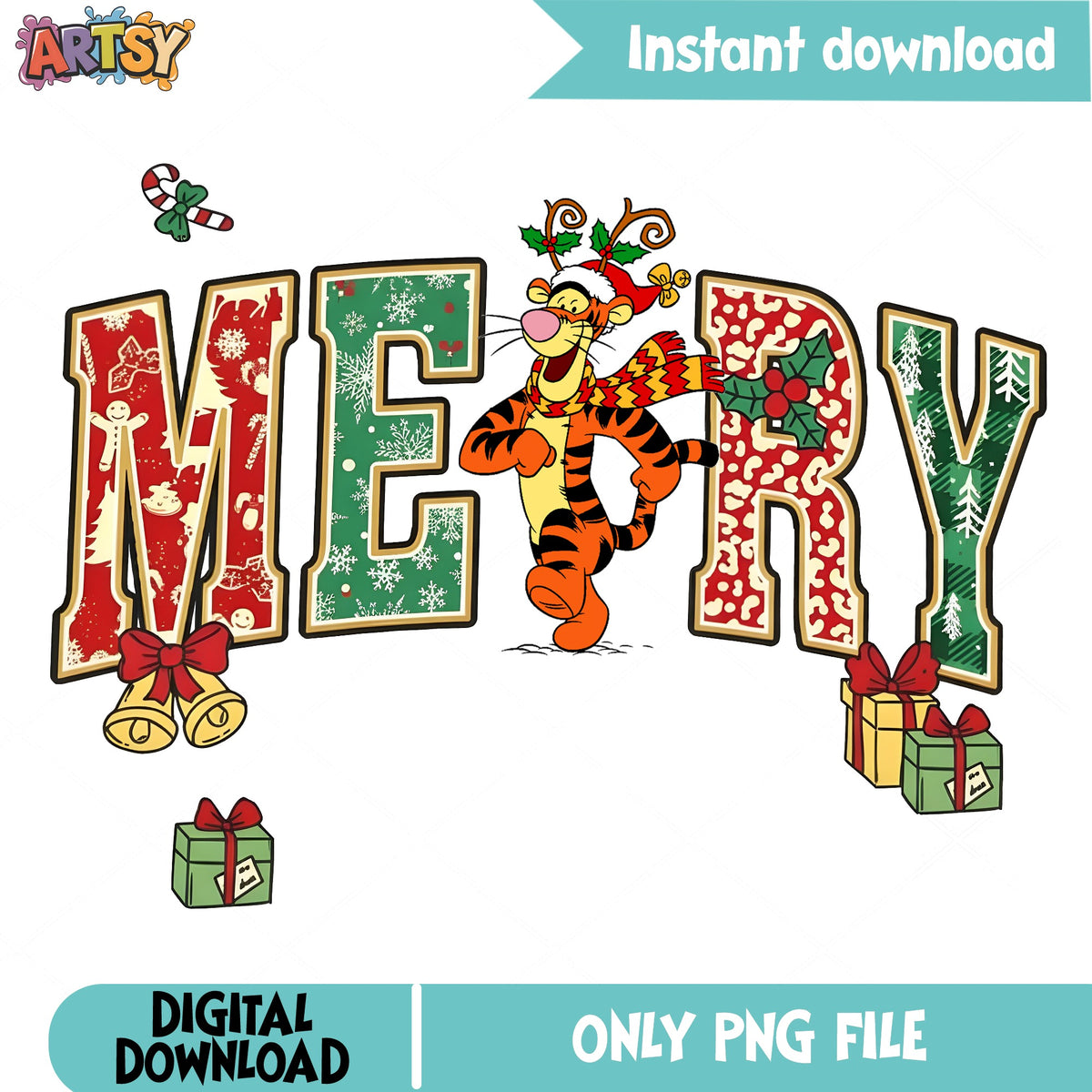 Disney Characters Very Merry Christmas Tigger aotoi