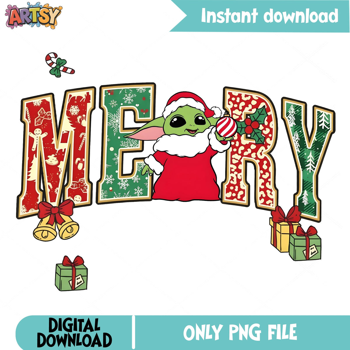 Disney Characters Very Merry Christmas Yoda aotoi