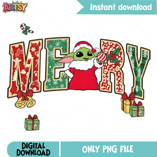 Disney Characters Very Merry Christmas Yoda aotoi