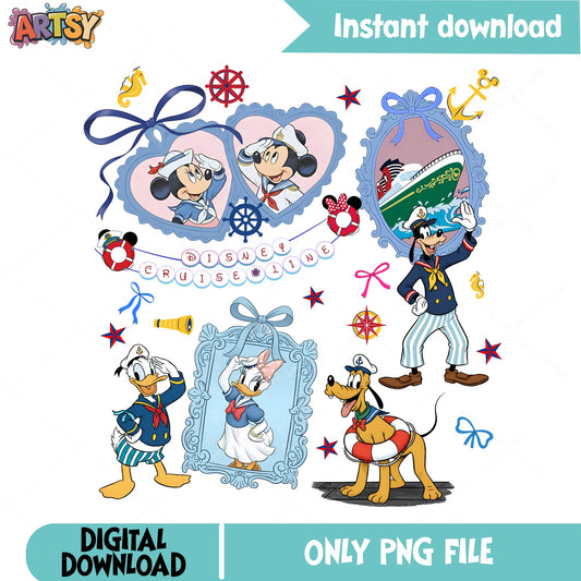 Disney Cruise Line PNG Bundle, Mickey And Friends PNG, Sailor PNG