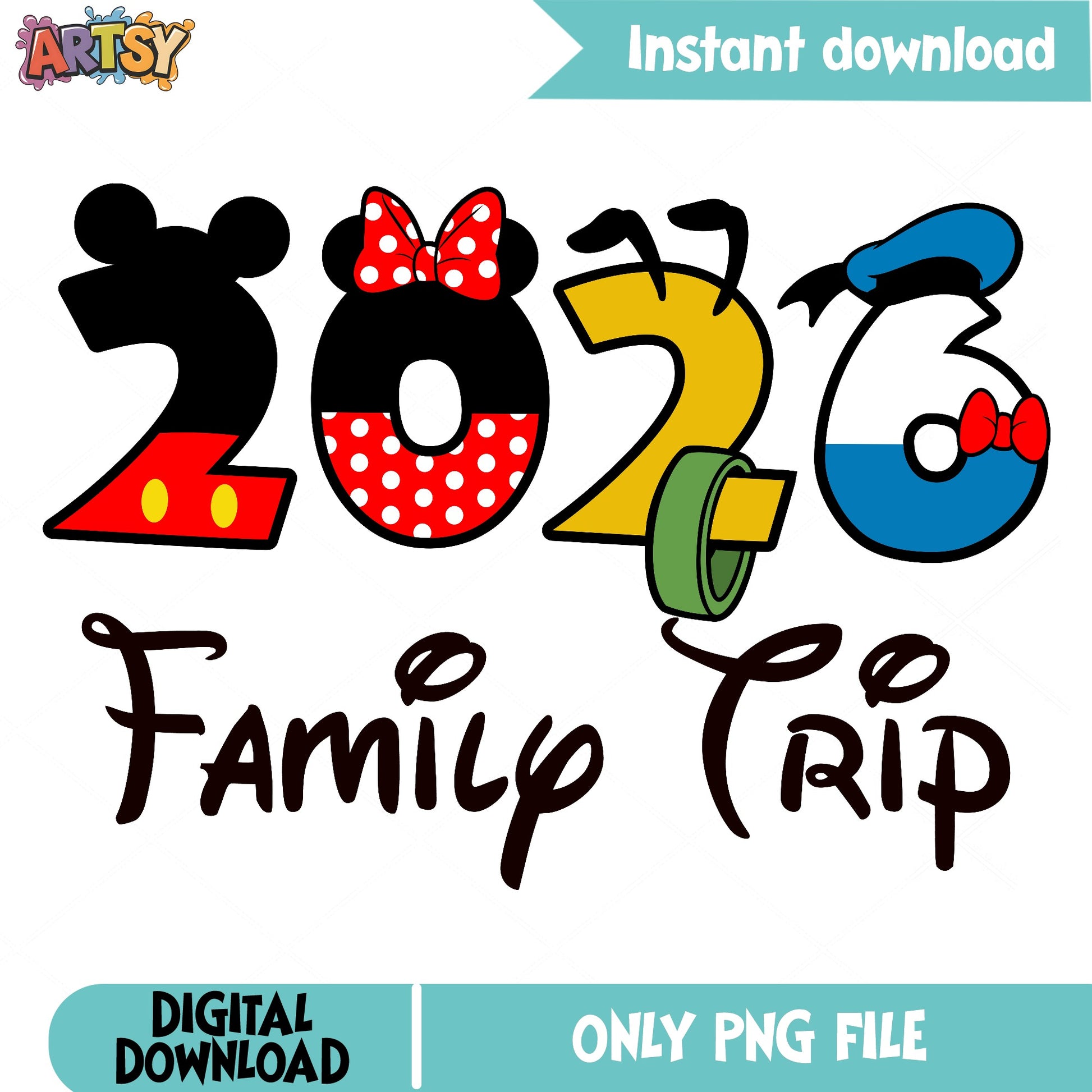 Disney Family Trip 2026 PNG, Mickey And Friends PNG, Disney Vacation PNG