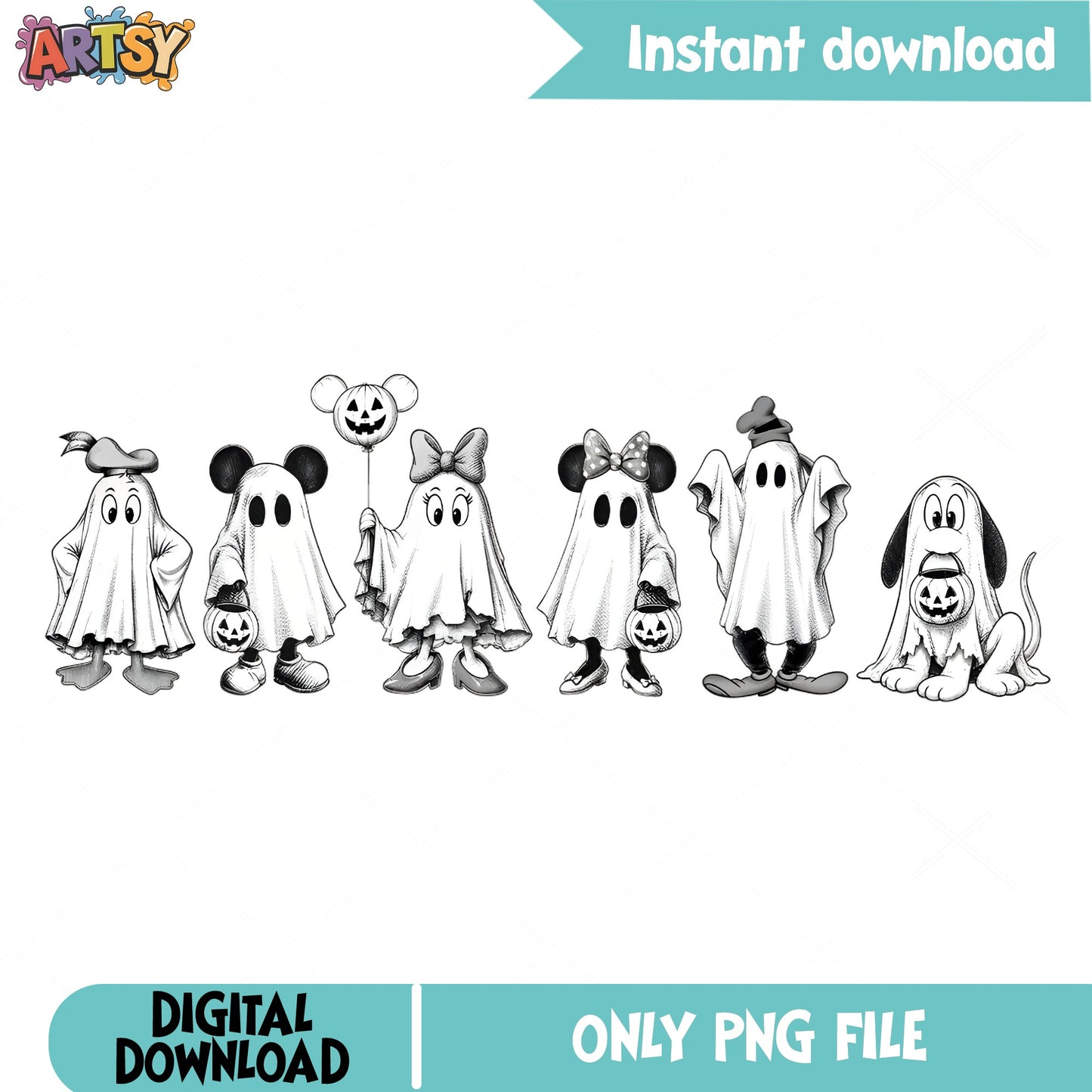 Disney Halloween Ghost PNG, Mickey And Friends Ghost, Halloween PNG