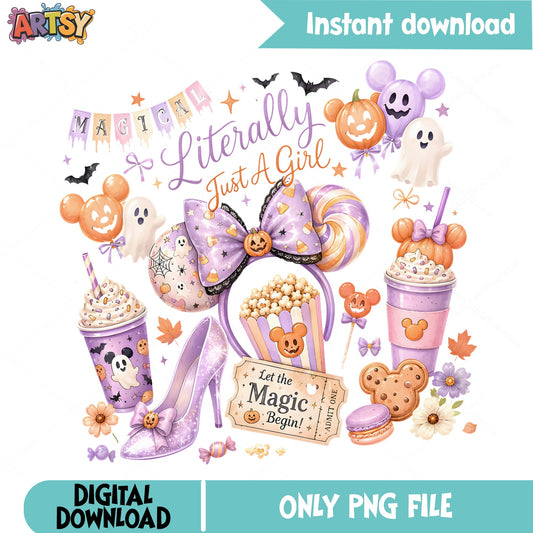 Disney Halloween PNG, Literally Just A Girl Magical PNG, Mickey PNG