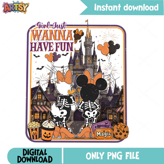 Disney Halloween PNG, Minnie Mouse Skeleton PNG, Spooky Magic PNG