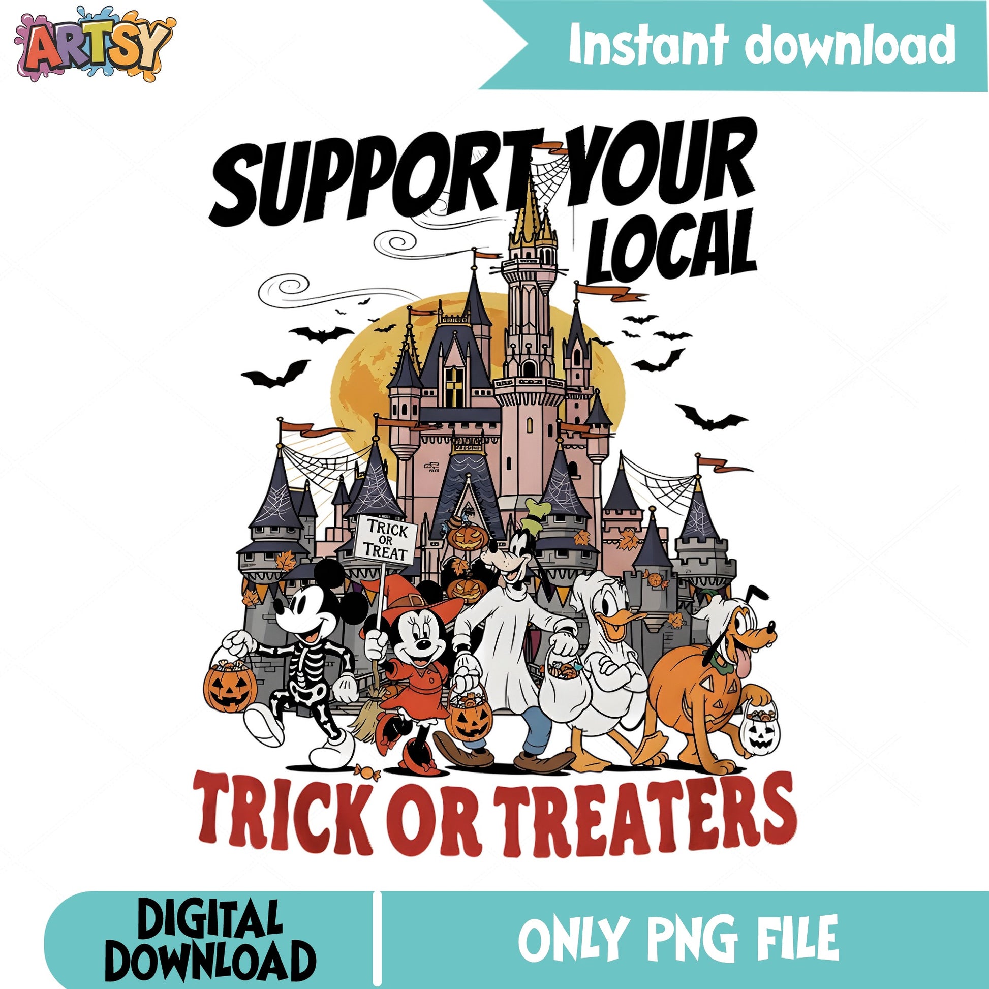 Disney Halloween Trick Or Treat PNG, Mickey And Friends PNG, Halloween PNG