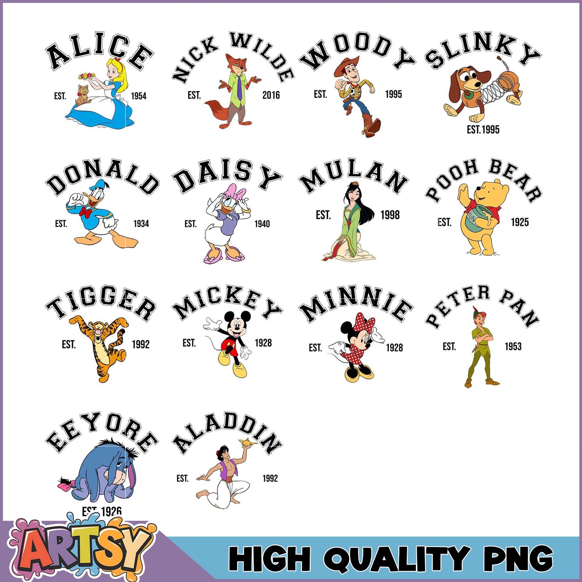 Disney & Pixar Characters PNG Bundle High Quality