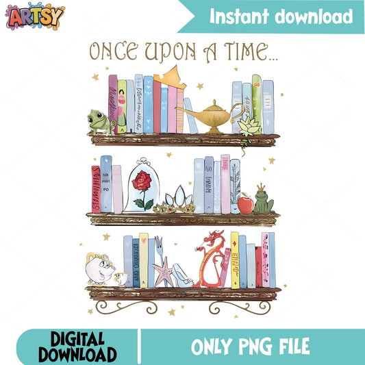 Disney Princess Bookshelf Once Upon A Time PNG, Princess PNG, Disney PNG