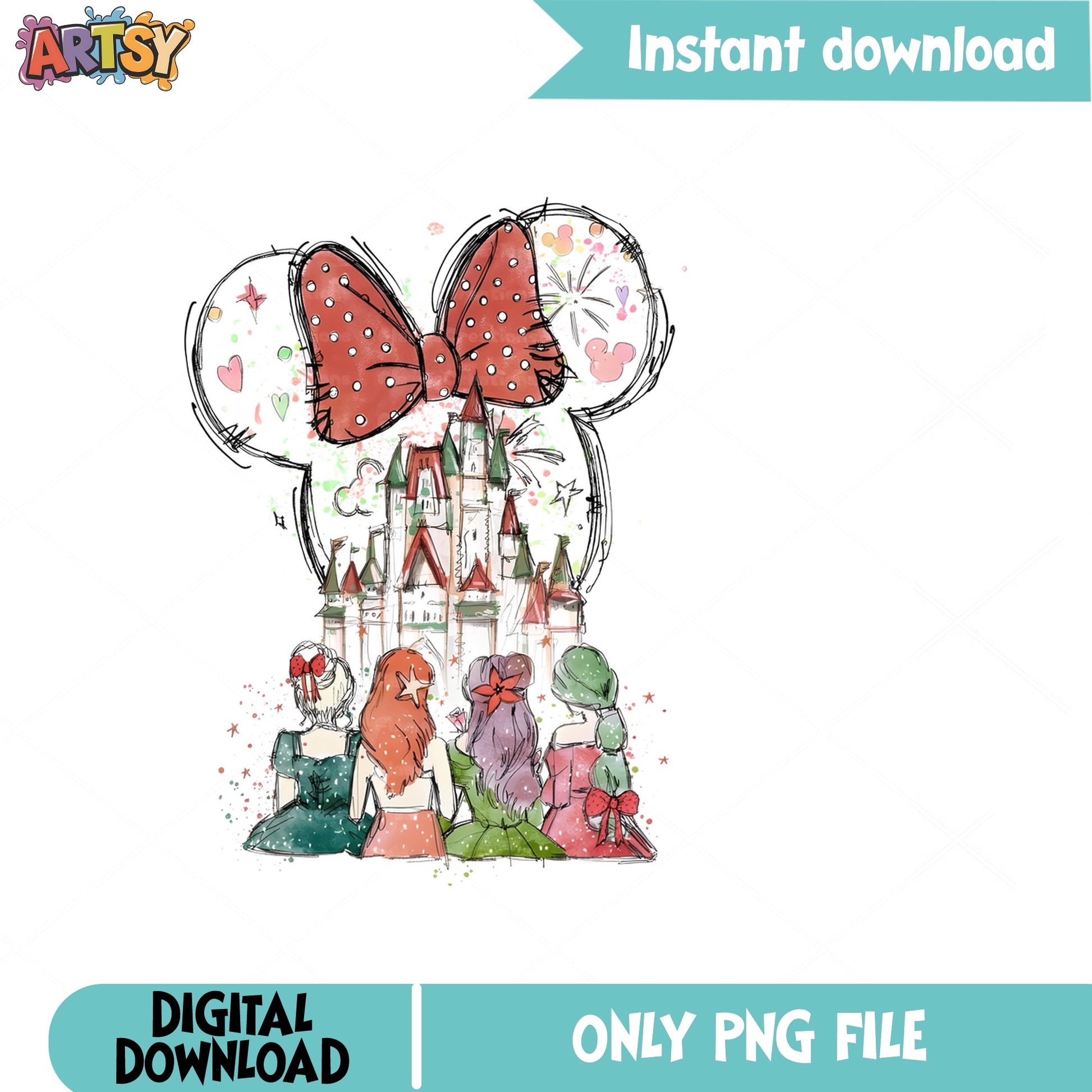 Disney Princess Castle Minnie Ears PNG, Disney Girls PNG