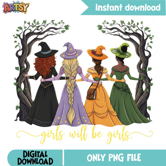 Disney Princess Witch Halloween PNG, Girls Will Be Girls PNG, Halloween PNG