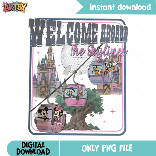 Disney Skyliner Welcome Aboard PNG, Mickey And Friends PNG, Disney World PNG