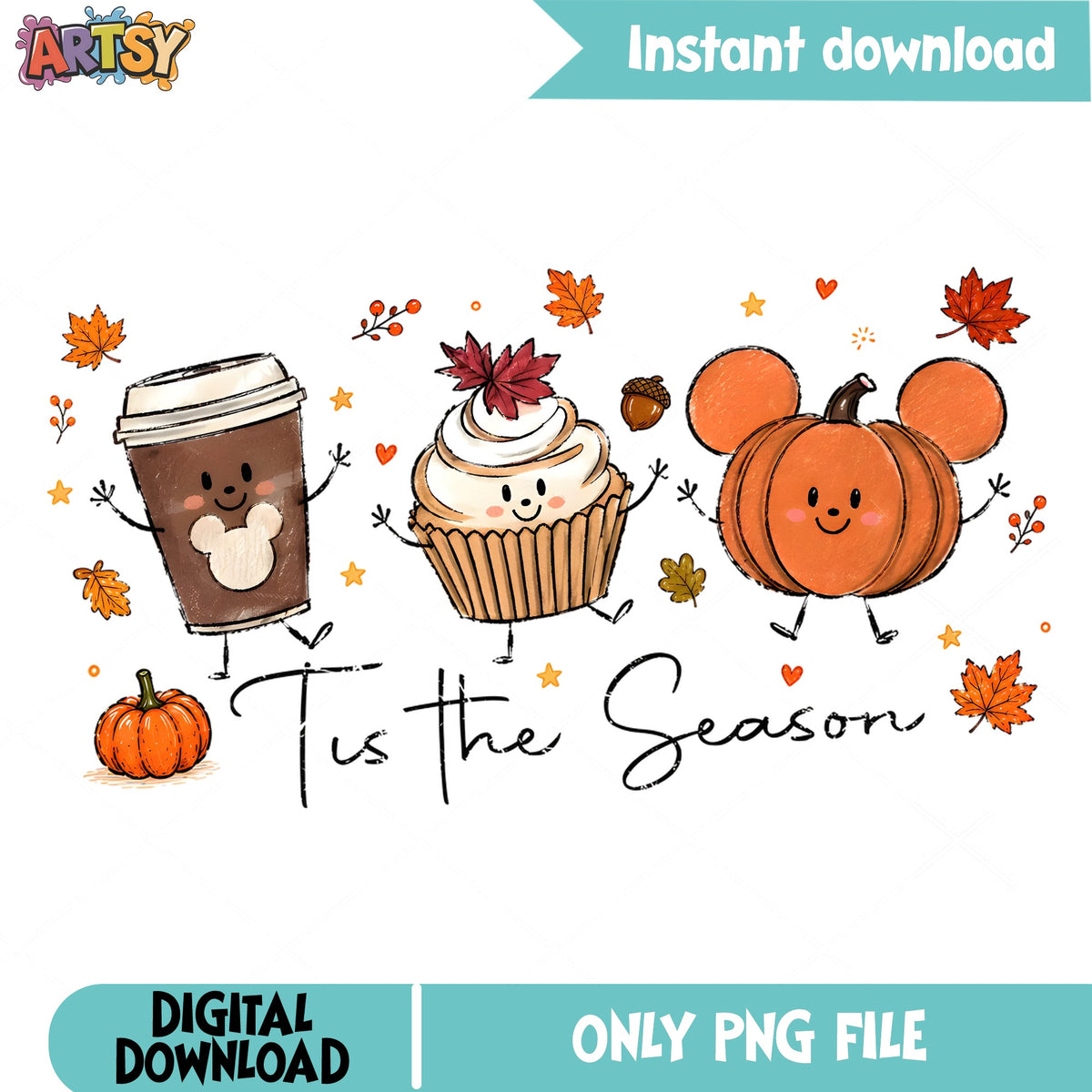 Disney Tis The Season Fall PNG, Mickey Mouse Pumpkin PNG, Autumn PNG