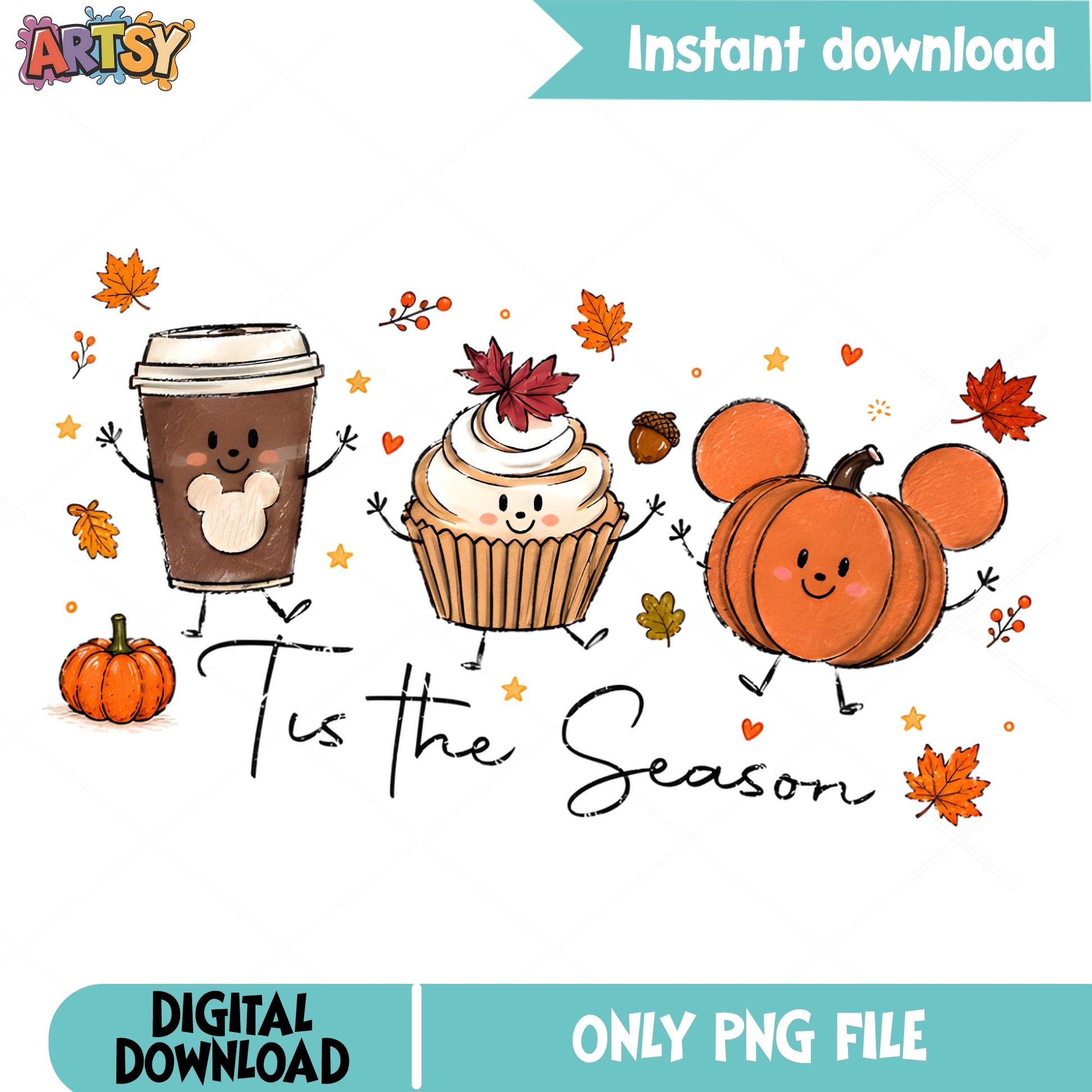 Disney Tis The Season Fall PNG, Mickey Pumpkin PNG, Autumn PNG