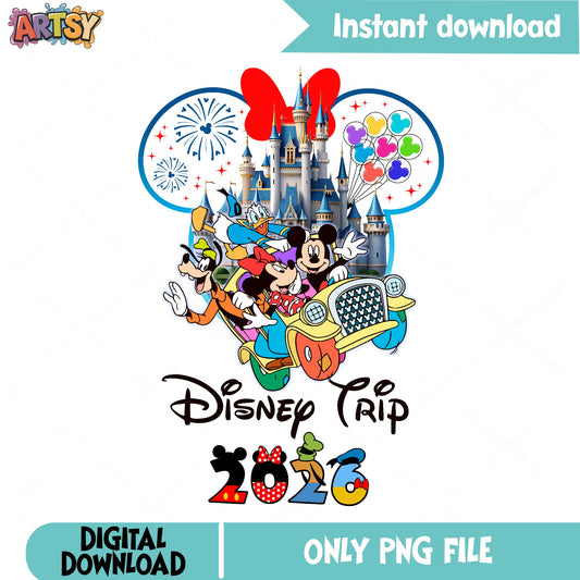 Disney Trip 2026 PNG, Mickey And Friends Castle PNG, Disney PNG