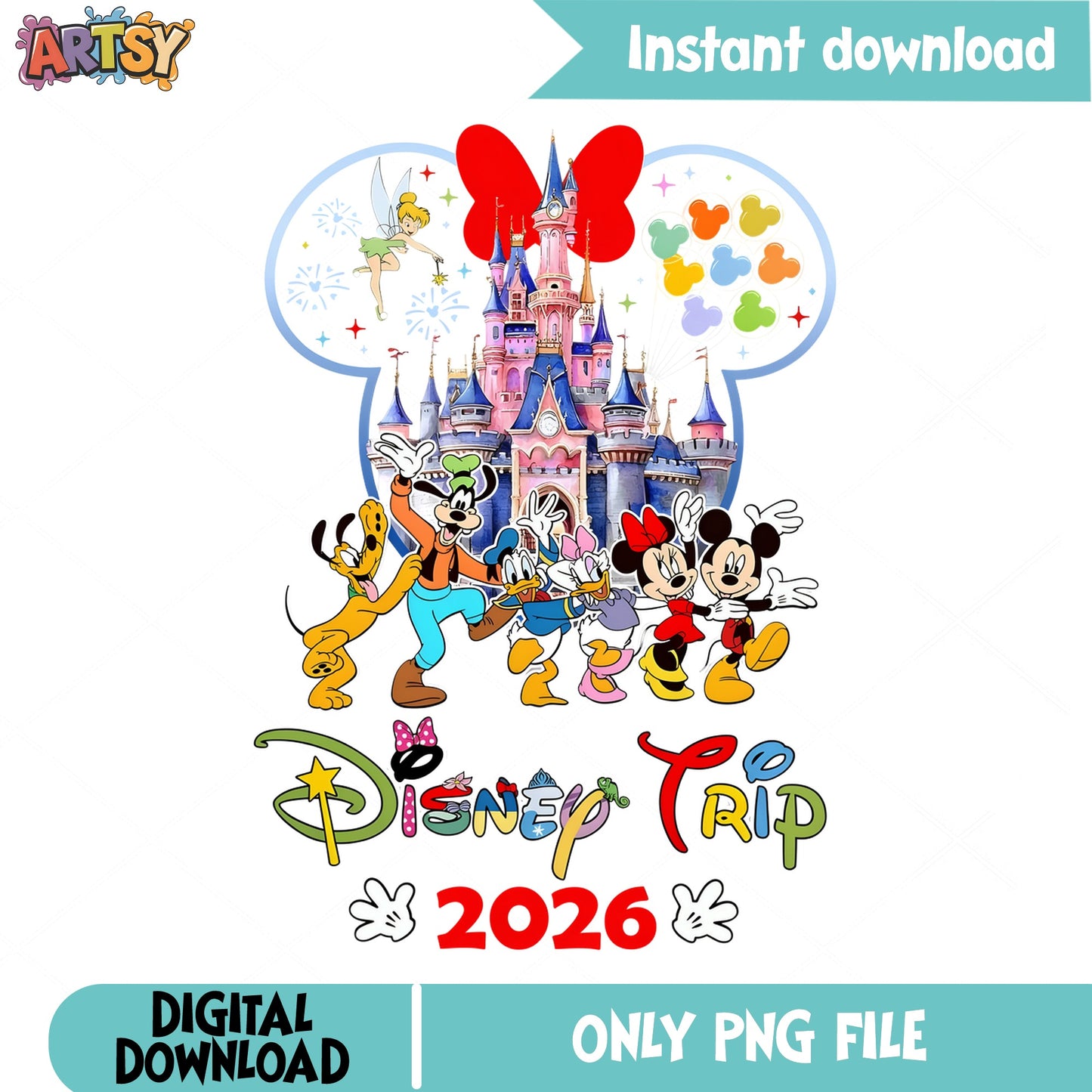 Disney Trip 2026 PNG, Mickey And Friends Castle PNG, Family Vacation PNG
