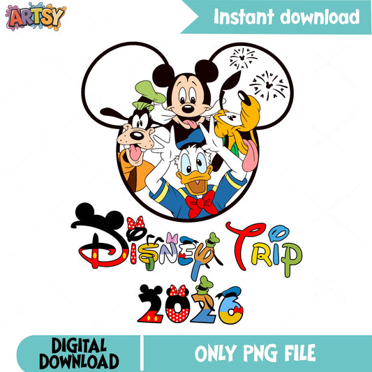 Disney Trip 2026 PNG, Mickey And Friends PNG, Disney Family PNG