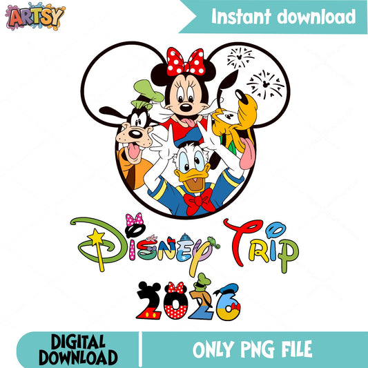 Disney Trip 2026 PNG, Mickey And Friends PNG, Family Vacation PNG