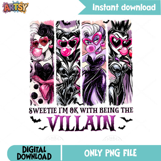 Disney Villains Bubblegum Pink PNG, Maleficent Ursula PNG, Halloween PNG