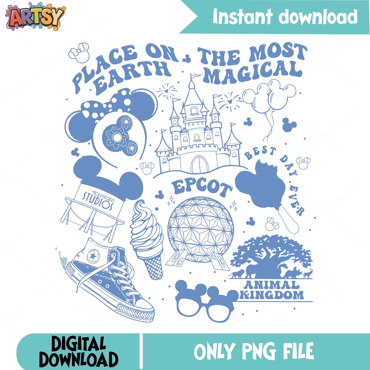 Disney World Most Magical Place On Earth PNG, Epcot PNG, Animal Kingdom PNG