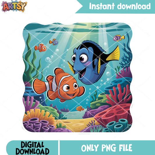 Disney art marlin dory png, disney vibes png, marlin clownfish png