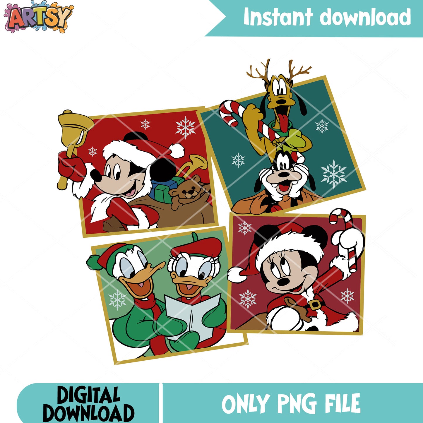 Disney character christmas png, Mickey and friends png, christmas png