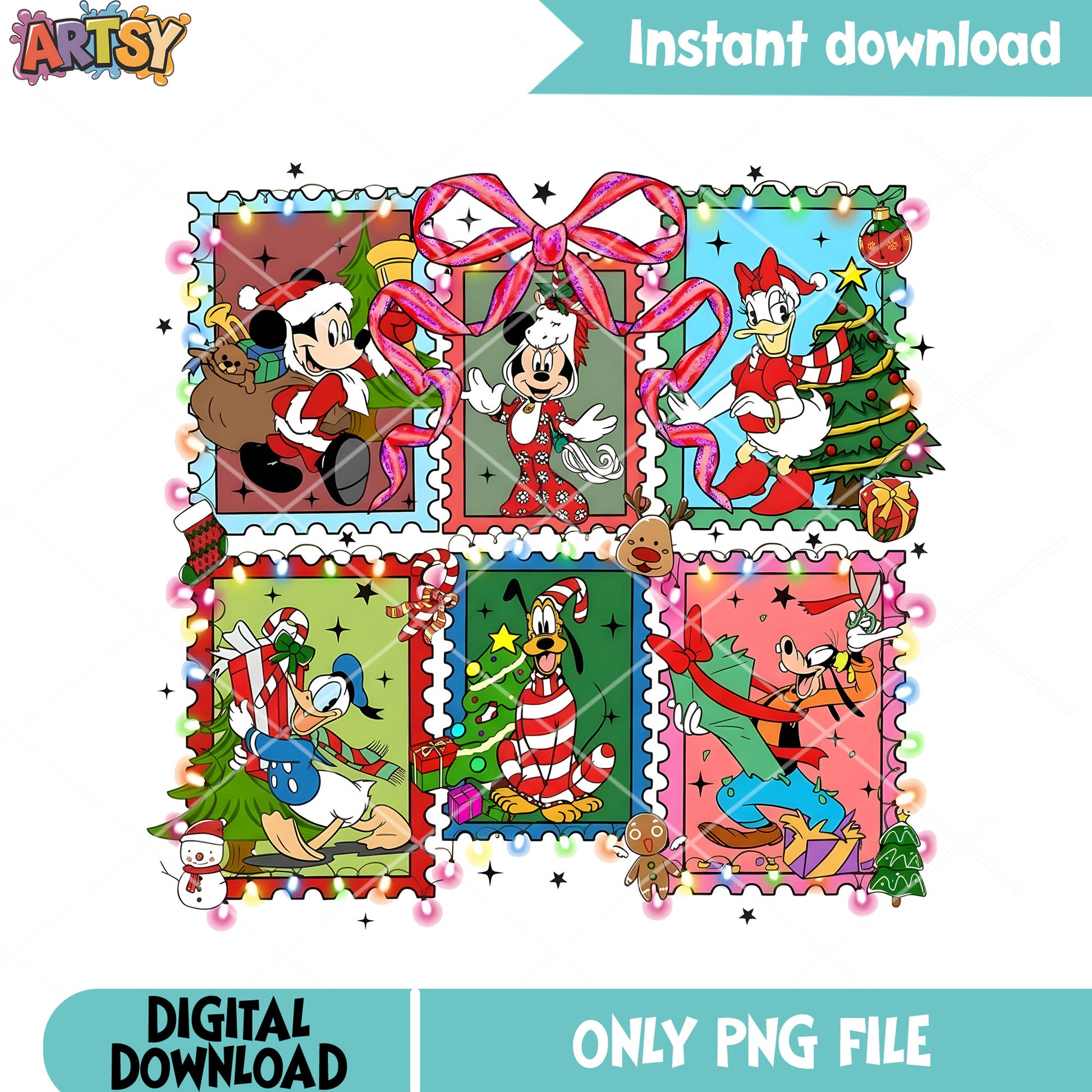 Disney character christmas png, ribbon bow tie png, donald duck png
