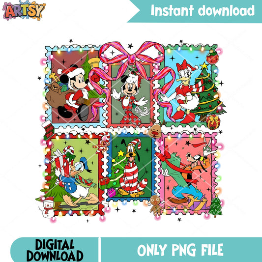 Disney character christmas png, ribbon bow tie png, donald duck png
