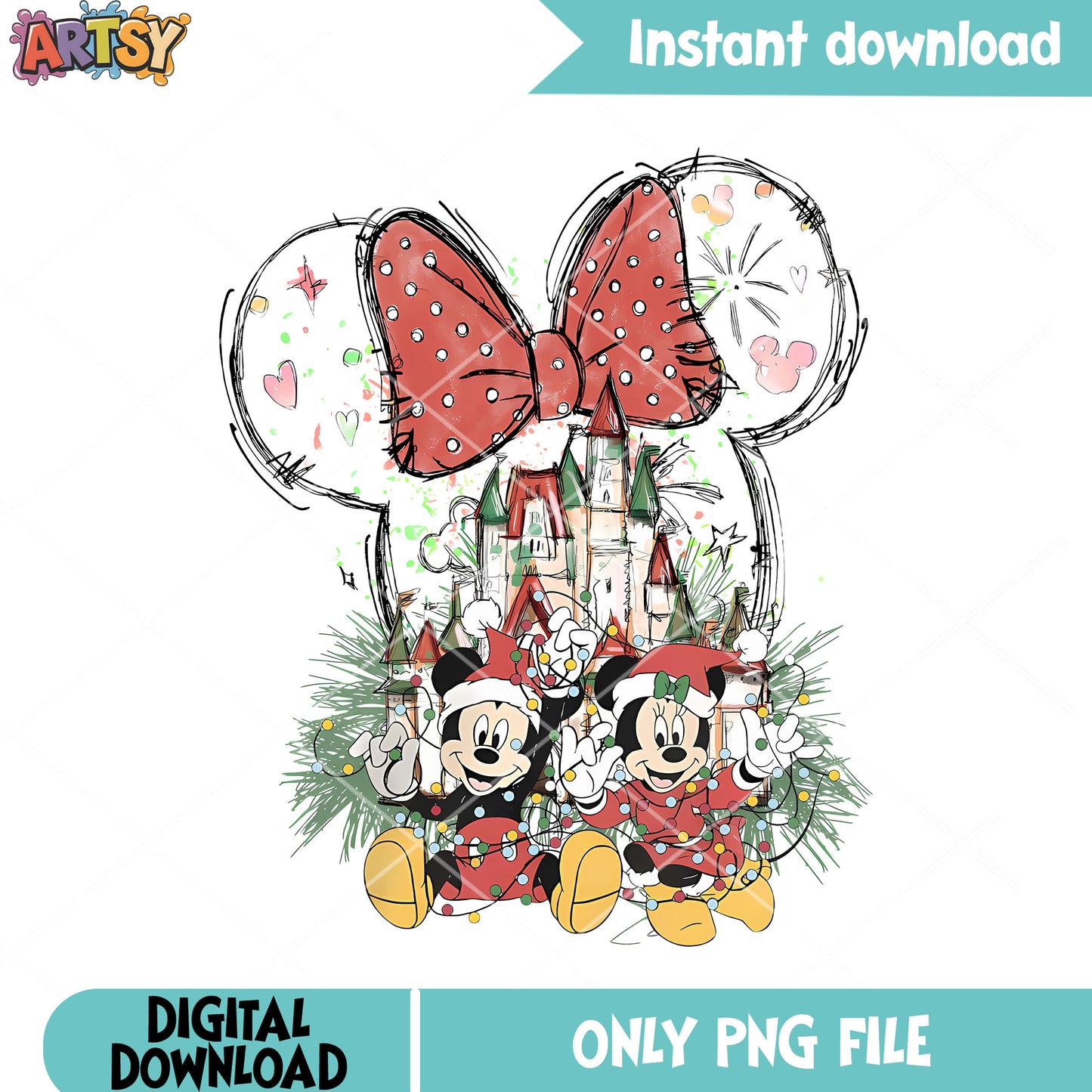 Disney christmas castle mickey png, disney christmas png, disney png