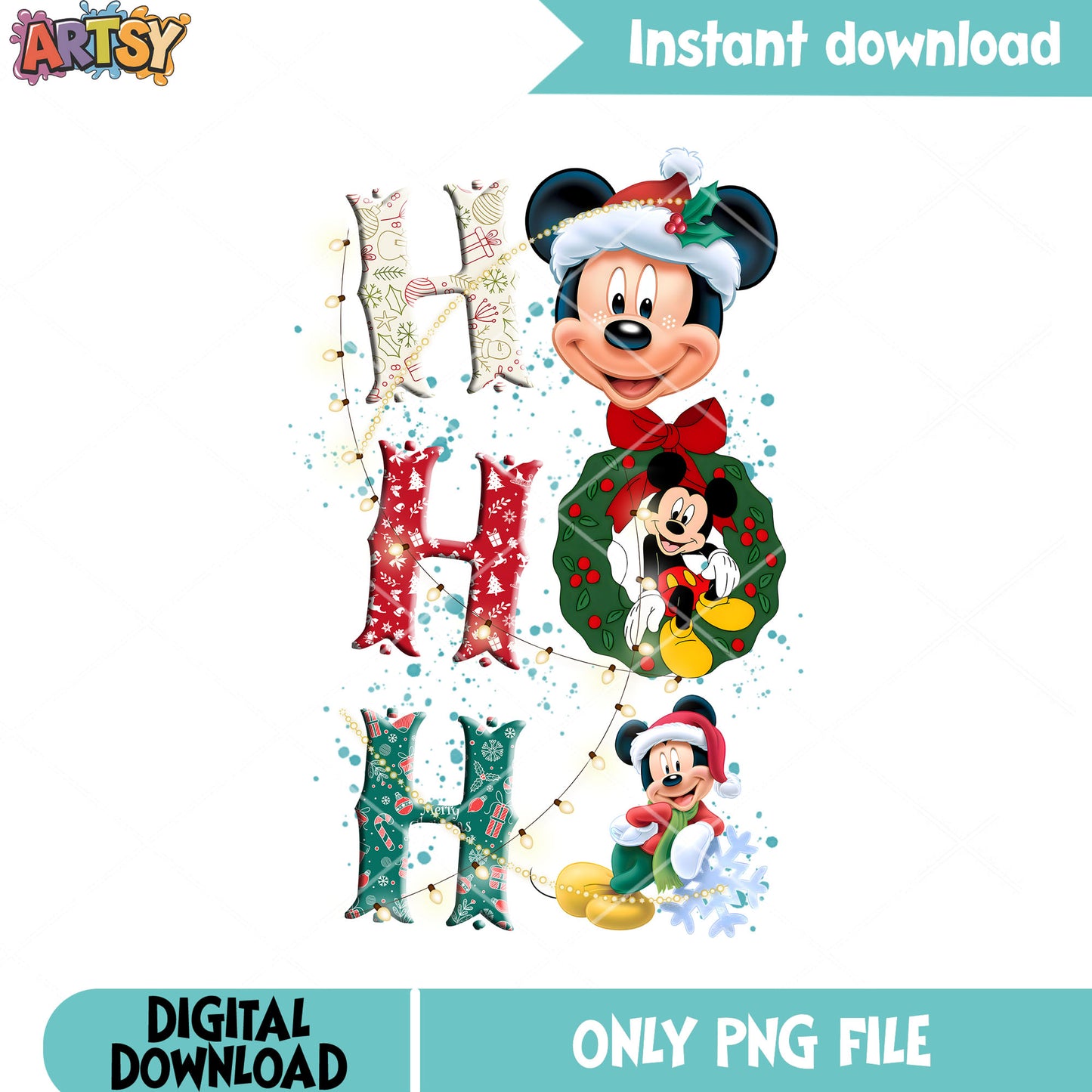 Disney christmas png, wreath christmas png, christmas stringlight png